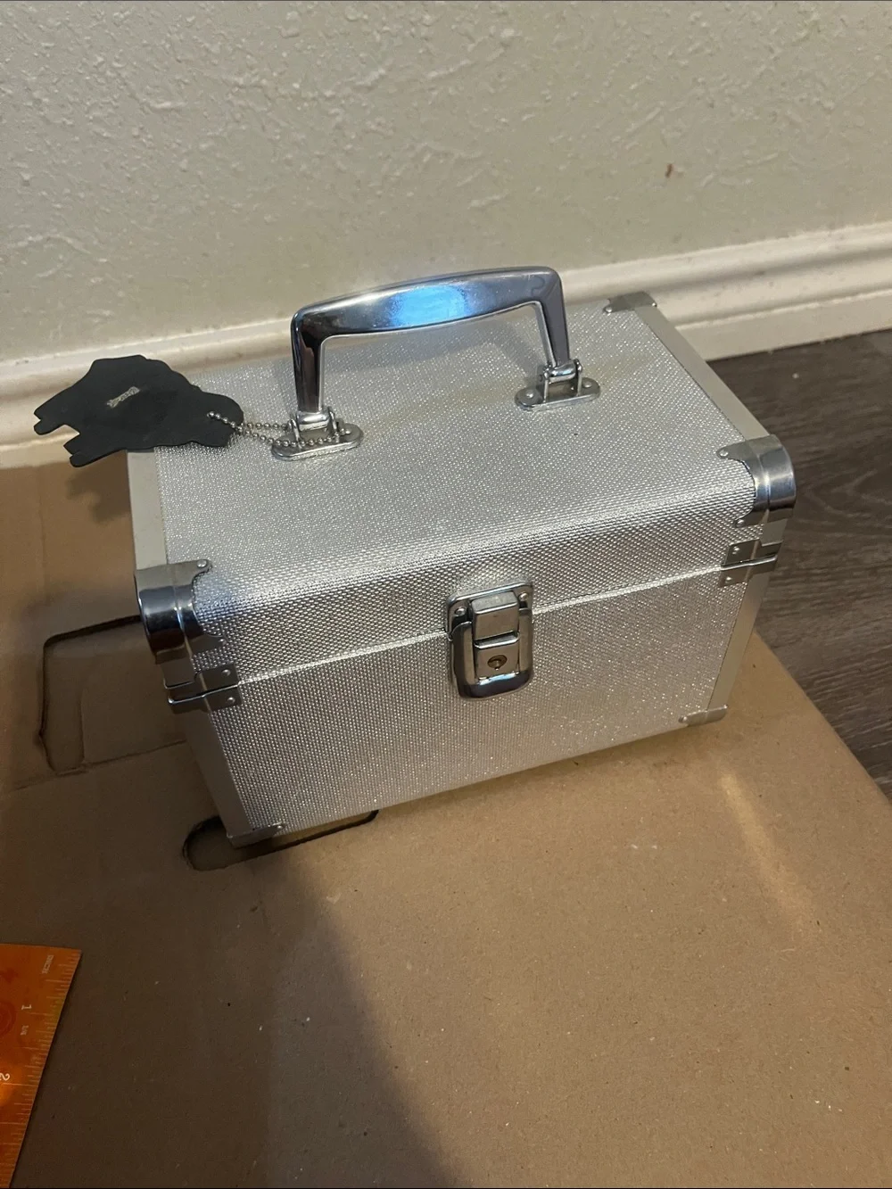 Silver Portable Storage Case with Handle